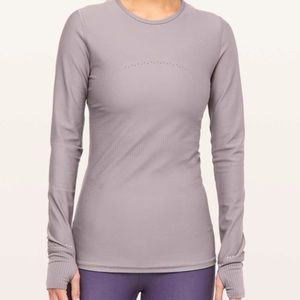 Lululemon Zoned In Long Sleeve, Lunar Rock, Women’s Size 6, Style W3BFPS